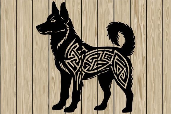 Dog Celtic Design Stencil Silhouette SVG