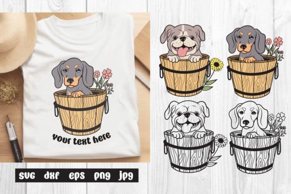 Dog in Bucket, Farm Svg and Sublimation