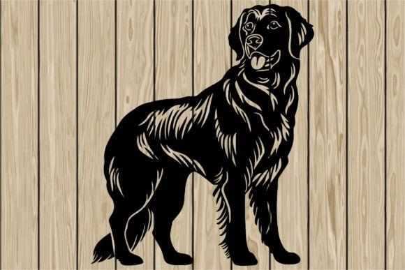 Golden Retrievers Dog Stencil Silhouette